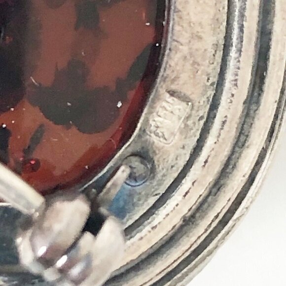 Genuine Baltic Amber & Sterling Silver Pin Brooch Vintage Rare - Picture 4 of 5